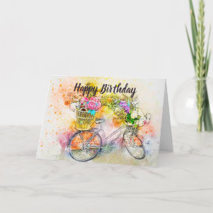 Vélo et fleurs carte