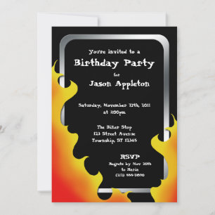 Vélo Flames Argent Frame Anniversaire Invitations