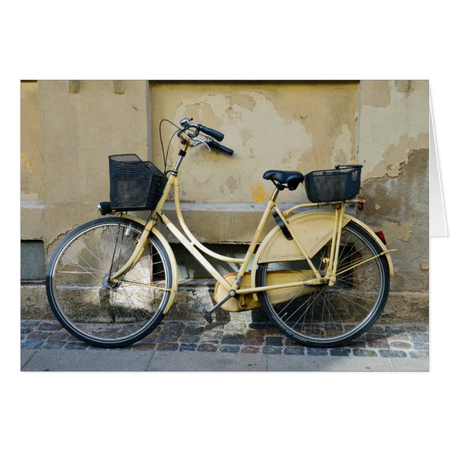 Vélo jaune à Copenhague, Danemark Carte blanche (Devant horizontal)
