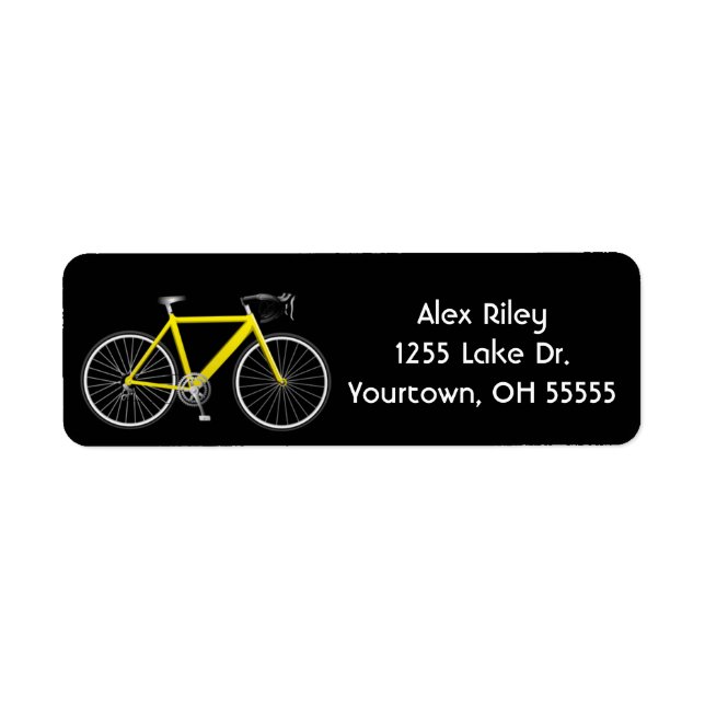 vélo jaune sur étiquette noir (Devant)