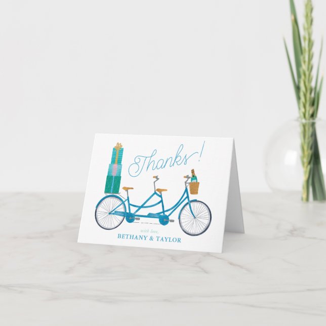 Vélo pour deux aquarelle tandem Merci (Devant)