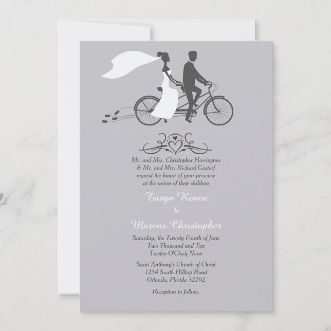 Vélo Pour Deux Faire-part de mariage 5x7 (Devant)