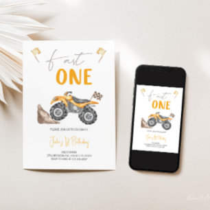 Vélo Quad Jaune 'Fast One' Invitation Anniversaire