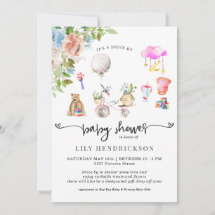 Vélo rose   Invitation de Baby Shower en voiture