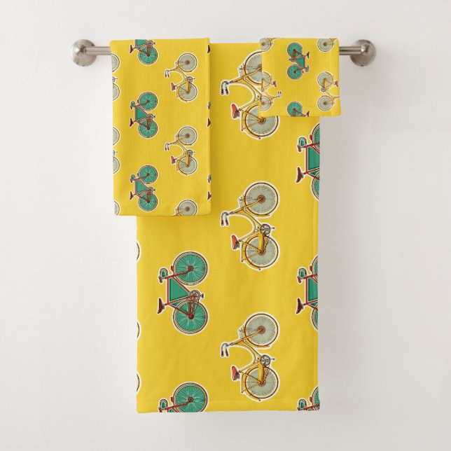 Vélo sport vintage. Motif jaune vélo rétro (En situation)