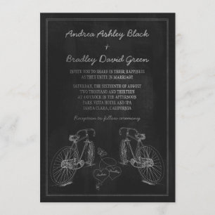 Vélo Vélo Chalkboard Hearts Faire-part de mariage