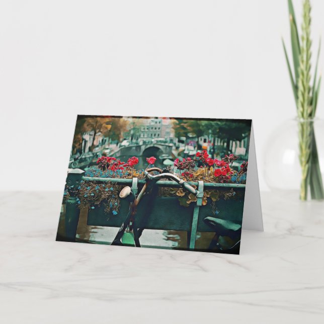 Vélo Vintage romantique Carte Saint Valentin (Devant)