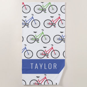 Vélos colorés Serviette de plage personnalisée