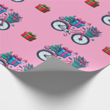 Vélos de Noël mignons Emballage cadeau Rose Bleu F