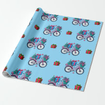 Vélos de Noël mignons Emballage cadeau Rose Bleu F