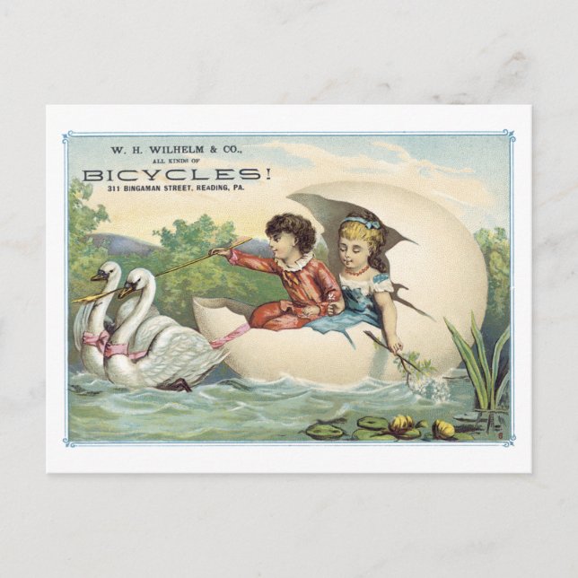 Vélos Étiquettes Publicité Lecture PA Carte postal (Devant)