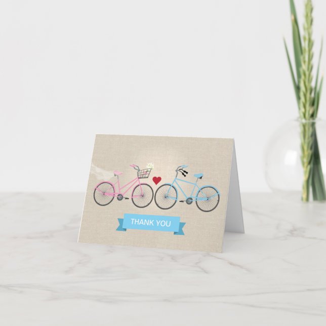 Vélos Faux Linen Mariage Merci (Devant)
