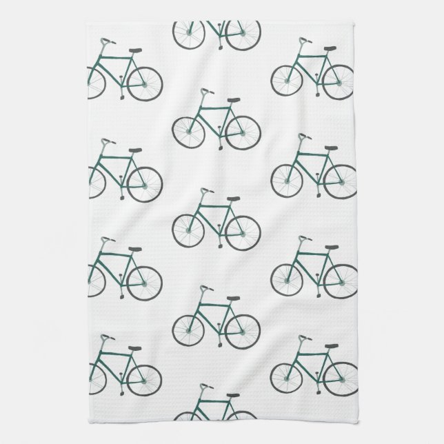 Vélos verts vélos motif serviette de cuisine (Vertical)