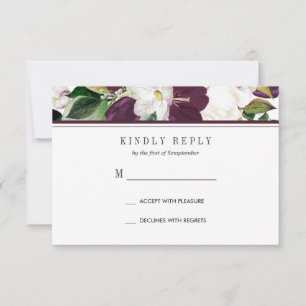 Velvet Magnolia Floral Wedding RSVP MEAL option
