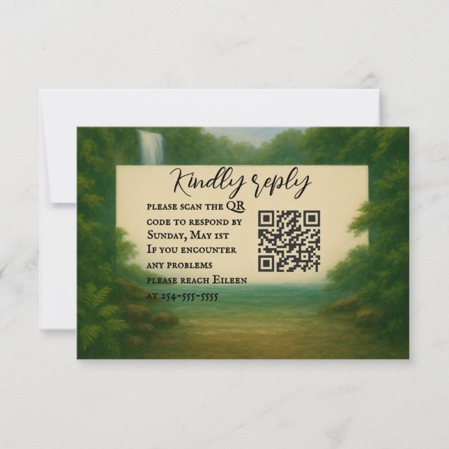Velvet Rapids QR Code Wedding Carte RSVP (Devant)