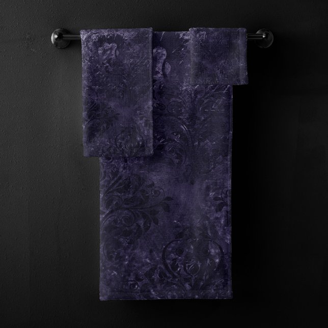 Velvety Midnight Damask | Indigo Purple Grunge (Créateur téléchargé)