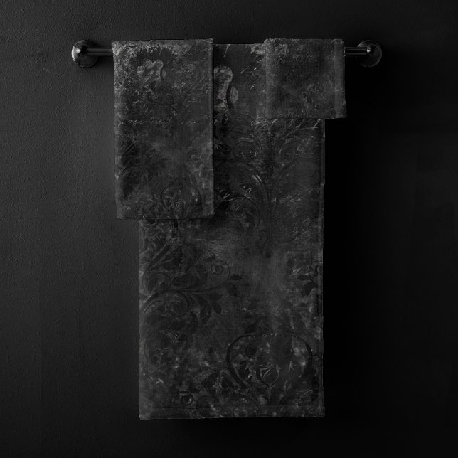 Velvety Onyx Damask | Black Vampy Grunge Baroque (Créateur téléchargé)