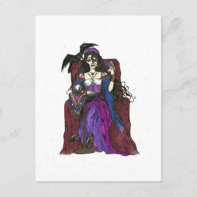 Vendeur de Fortune tzigane et carte postale Crow (Devant)