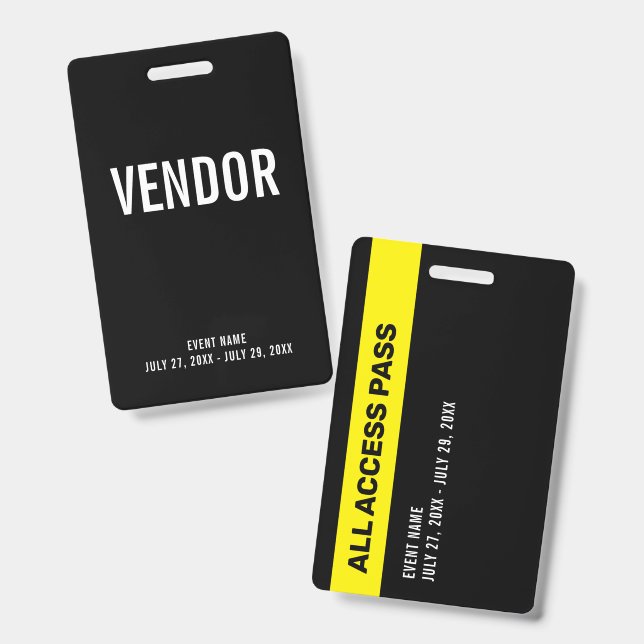 Vendor All Access Pass Event ID Badge (Avant & arrière)
