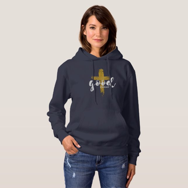 Vendredi saint | Sweat à capuche pour femmes chrét (Devant entier)