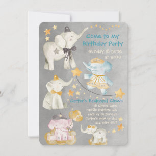 Venez À My Elephant Circus Invitation De Fête D'An