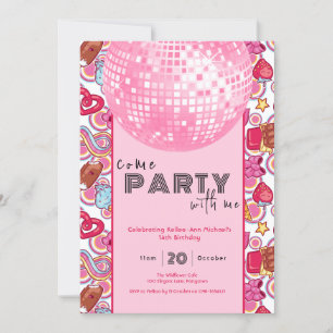 Venez faire la fête avec moi rose invitation d'ann
