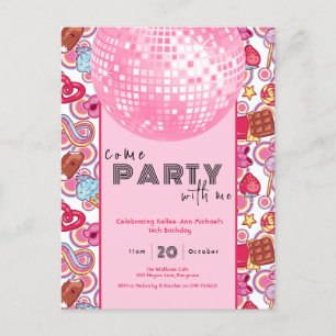 Venez faire la fête avec moi rose invitation d'ann