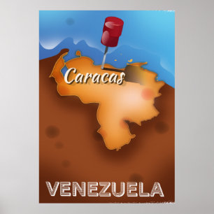 vénézuela, affiche de voyage vintage de Caracas