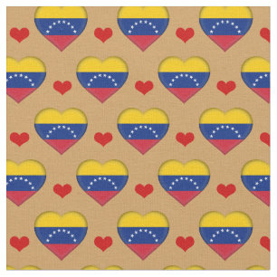 Vénézuela Flag, le Coeur Rouge, un tissu