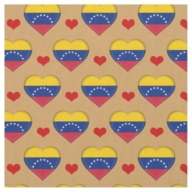 Vénézuela Flag, le Coeur Rouge, un tissu (Fermer)