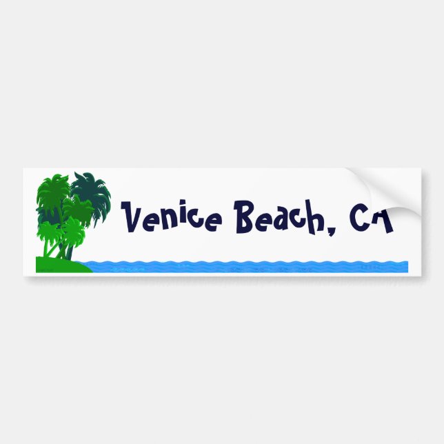 Venice Beach Custom Palm Tree Bumper Sticker (Devant)
