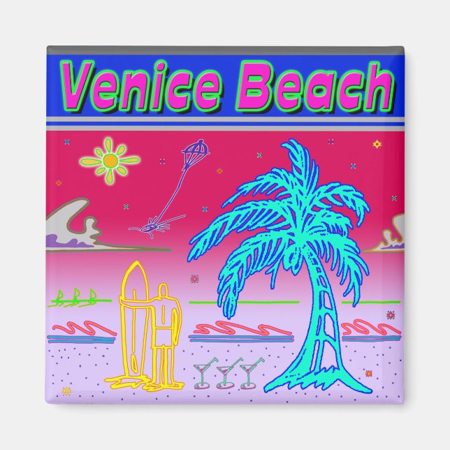 "Venice Beach" Surfer Magnet (Devant)