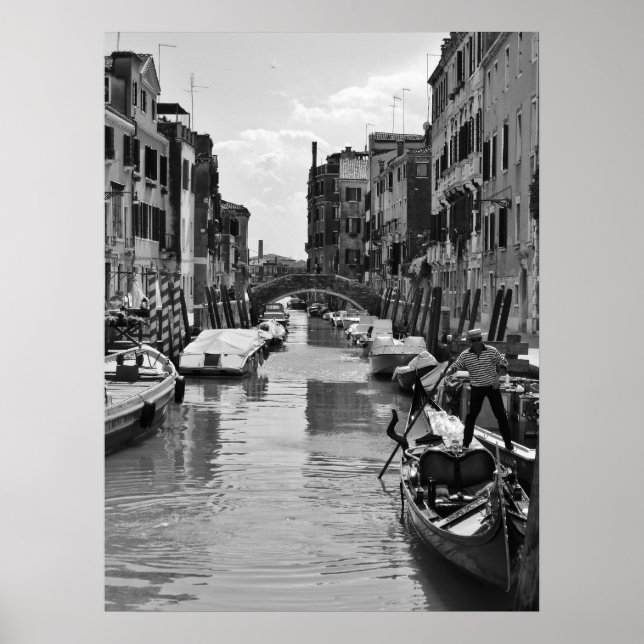 Venice Canal Poster Black and White (Devant)