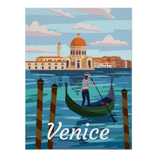 Venice Italia Travel Poster style rétro (Devant)