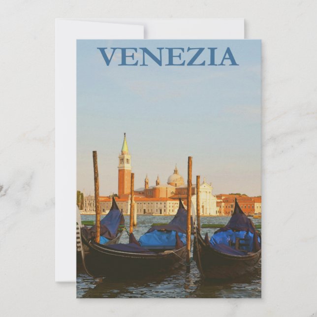 Venice Italie Gondolas Retro Vintage Flat Card (Devant)
