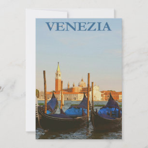 Venice Italie Gondolas Retro Vintage Flat Card