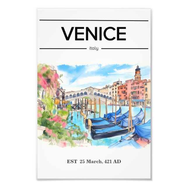 Venice Rialto Bridge watercolor poster (Devant)