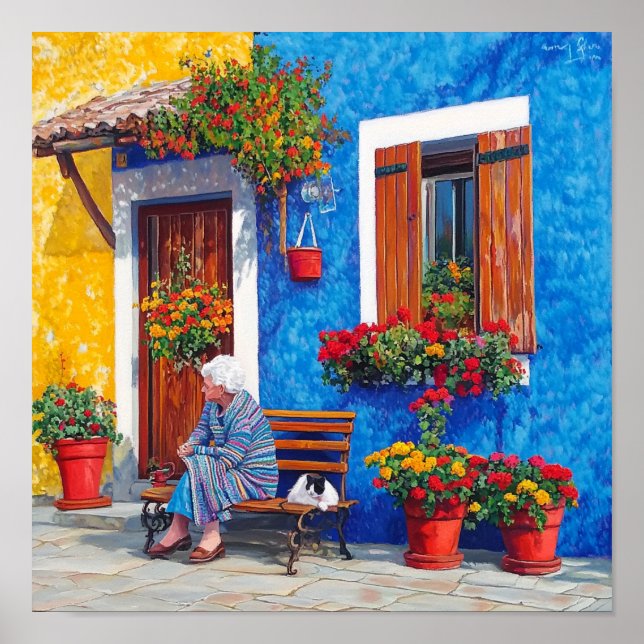 Venise Inspirée – Affiche de village colorée (Devant)