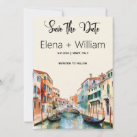 Venise Italie aquarelle romantique carte de sauveg