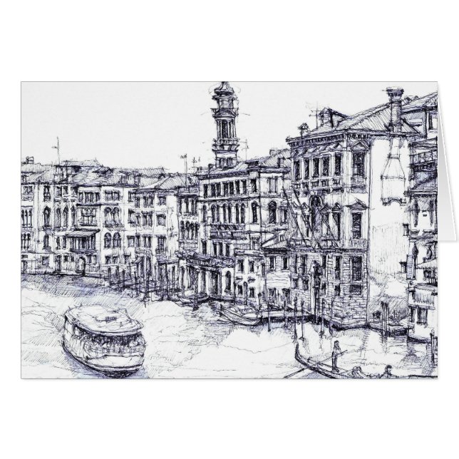 Venise, Italie, en encre (Devant Horizontal)