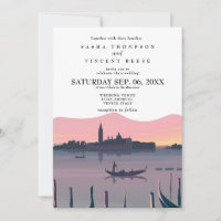 Venise Italie Faire-part de mariage Retro