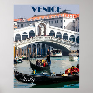 Venise, Italie Poster Vintage voyage de la Gondola