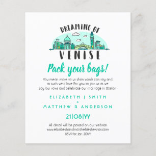 VENISE Mariage dessinée Skyline Invitation moderne