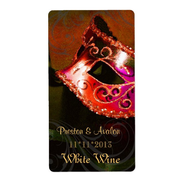 Venise Masquerade Mariage de vin rouge Étiquette (Devant)