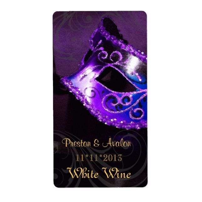 Venise Masquerade Purple Vin Mariage Étiquette (Devant)