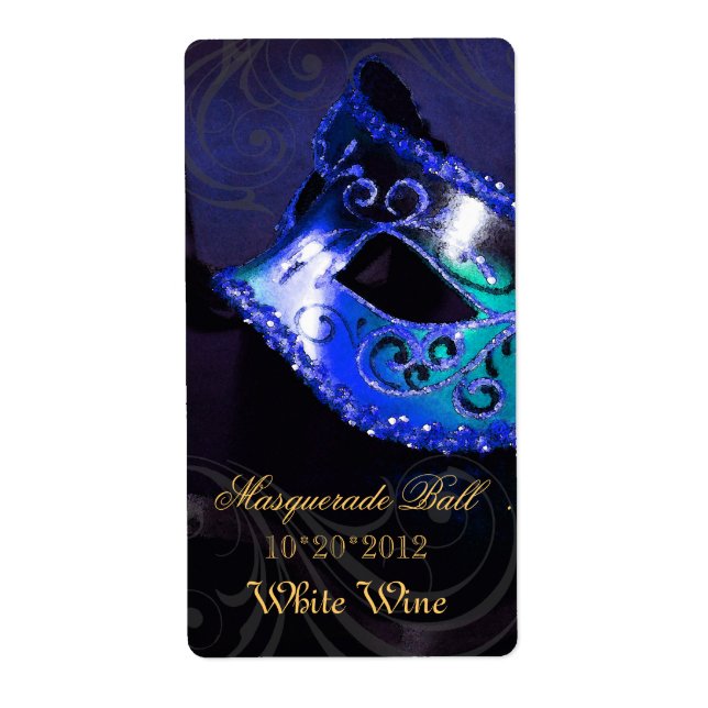 Venise Masquerade Vins Bleus Étiquette de vacances (Devant)
