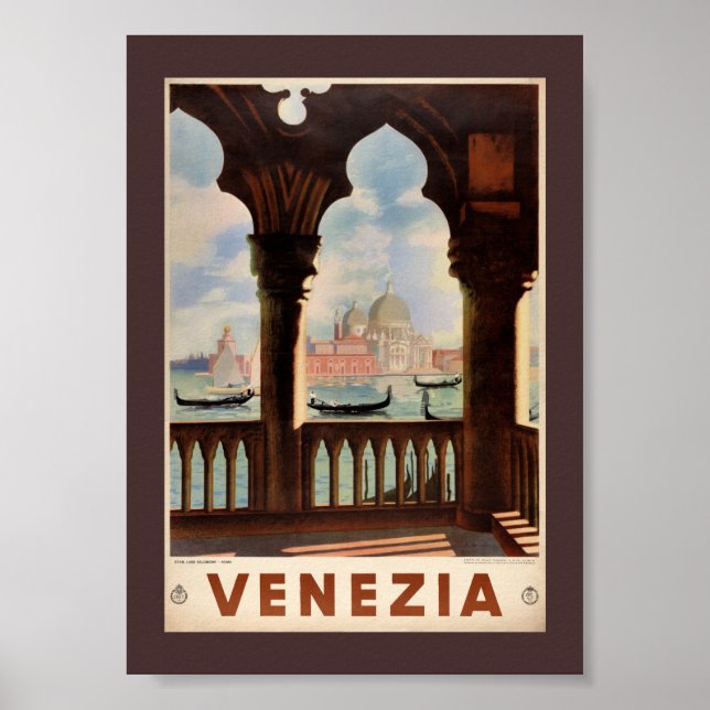 Venise Venezia Affiche de voyage ancienne restauré (Devant)