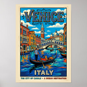 Venise Ville Des Canaux Affiche De Voyage De Style