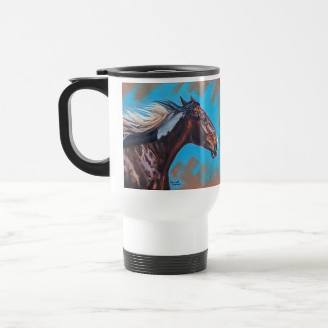 Vent Chevaux Acier Voyage Mug (Gauche)
