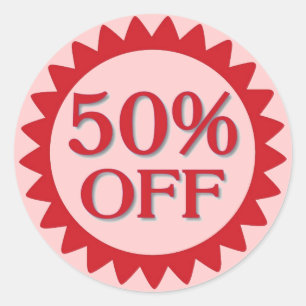 Vente 50% de stickers cercle rouge rose